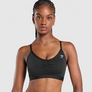 Gymshark Black Sports Bra with Adjustable Straps and V-Neckline